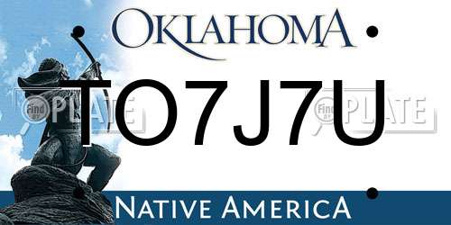 TO7J7U Oklahoma License Plate