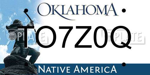 TO7Z0Q Oklahoma License Plate