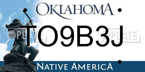 TO9B3J Oklahoma License Plate