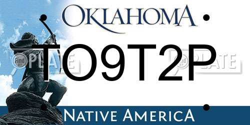 TO9T2P Oklahoma License Plate