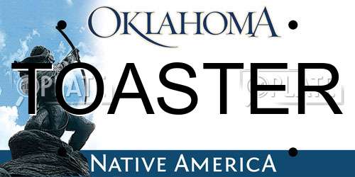 TOASTER Oklahoma License Plate