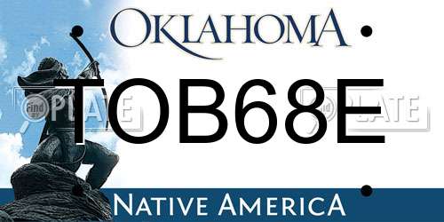 TOB68E Oklahoma License Plate