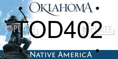 TOD402 Oklahoma License Plate