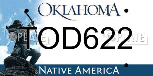 TOD622 Oklahoma License Plate