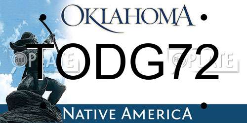 TODG72 Oklahoma License Plate