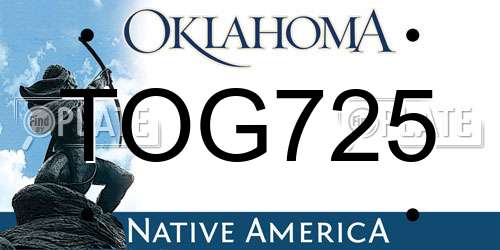 TOG725 Oklahoma License Plate