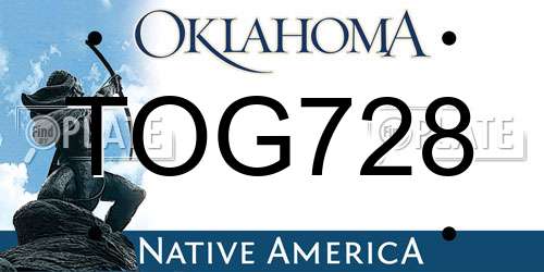 TOG728 Oklahoma License Plate