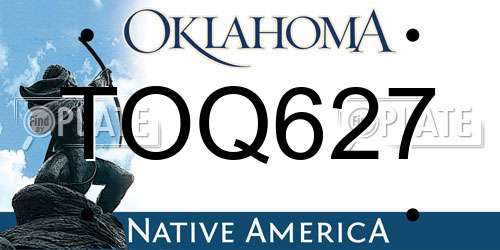 TOQ627 Oklahoma License Plate
