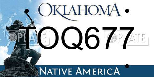 TOQ677 Oklahoma License Plate