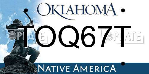 TOQ67T Oklahoma License Plate