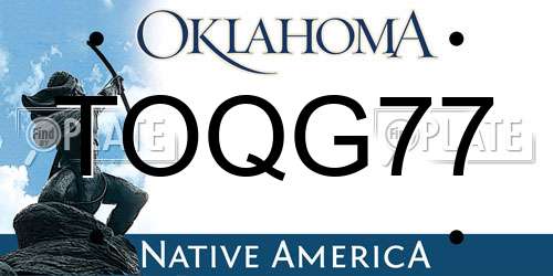 TOQG77 Oklahoma License Plate