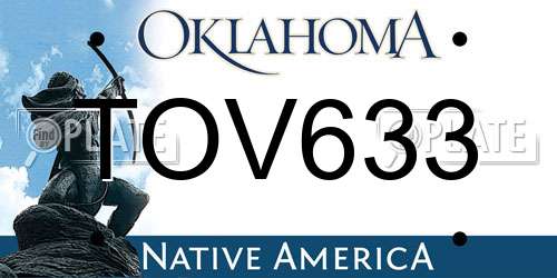 TOV633 Oklahoma License Plate