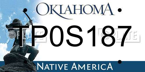 TP0S187 Oklahoma License Plate