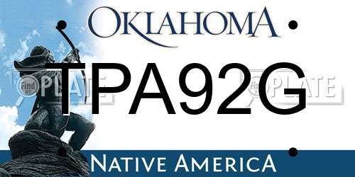 TPA92G Oklahoma License Plate