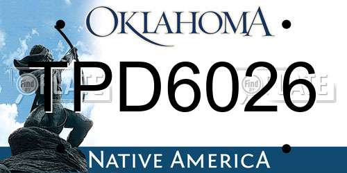 TPD6026 Oklahoma License Plate