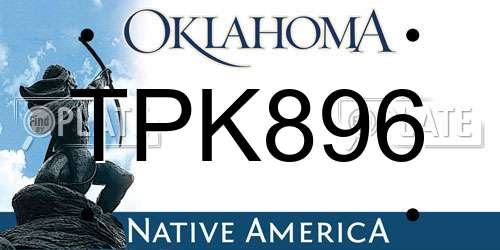 TPK896 Oklahoma License Plate