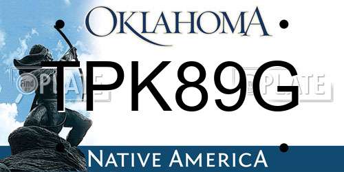 TPK89G Oklahoma License Plate