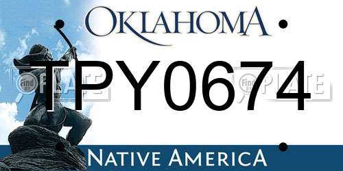 TPY0674 Oklahoma License Plate