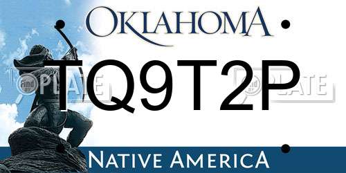TQ9T2P Oklahoma License Plate