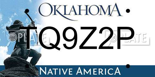TQ9Z2P Oklahoma License Plate