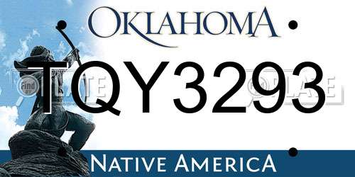 TQY3293 Oklahoma License Plate