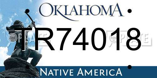 TR74018 Oklahoma License Plate