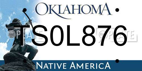TS0L876 Oklahoma License Plate