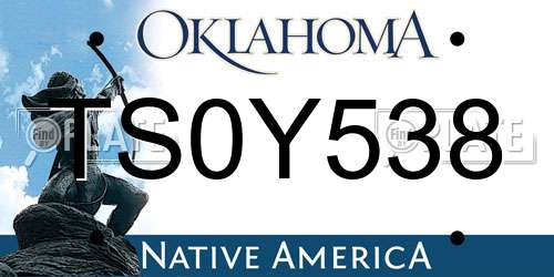 TS0Y538 Oklahoma License Plate