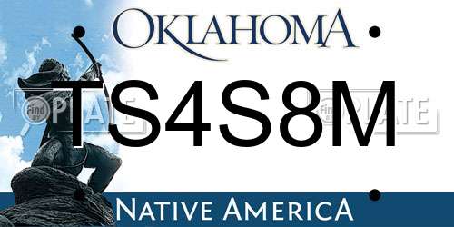 TS4S8M Oklahoma License Plate