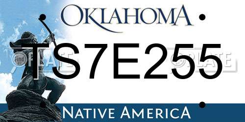 TS7E255 Oklahoma License Plate