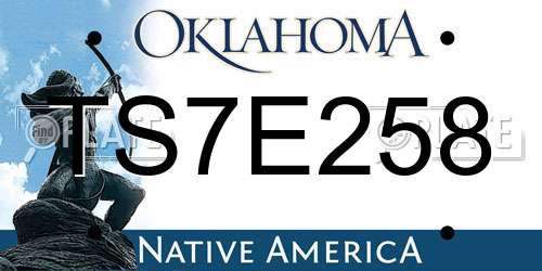 TS7E258 Oklahoma License Plate