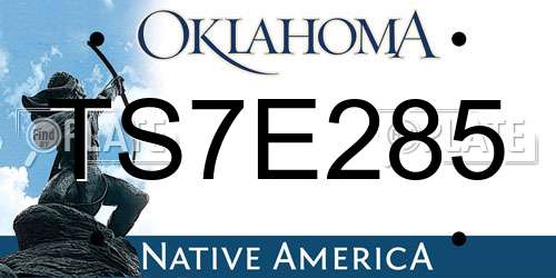 TS7E285 Oklahoma License Plate