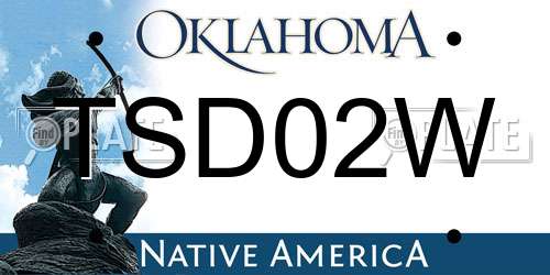 TSD02W Oklahoma License Plate