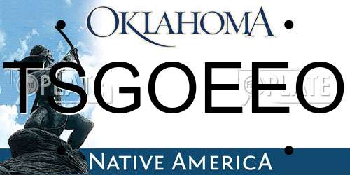 TSGOEEO Oklahoma License Plate