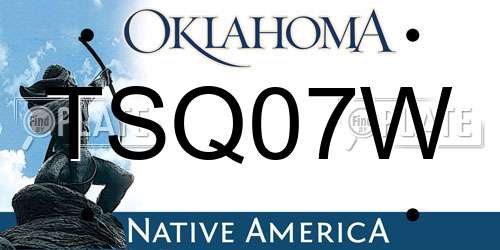 TSQ07W Oklahoma License Plate