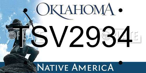 TSV2934 Oklahoma License Plate