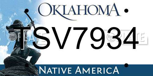 TSV7934 Oklahoma License Plate