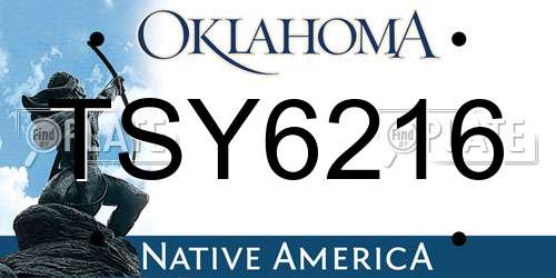 TSY6216 Oklahoma License Plate