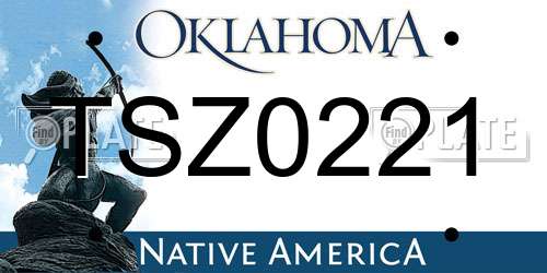 TSZ0221 Oklahoma License Plate