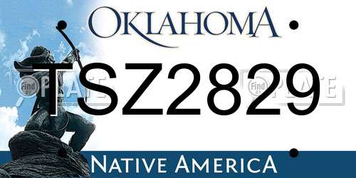 TSZ2829 Oklahoma License Plate