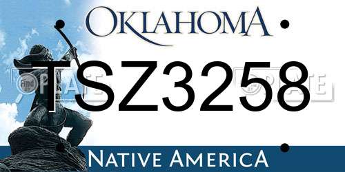 TSZ3258 Oklahoma License Plate