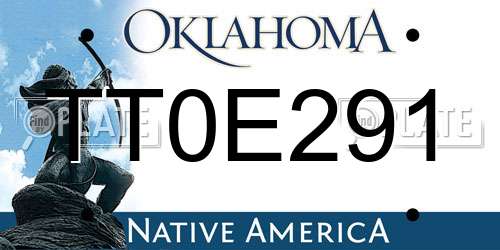 TT0E291 Oklahoma License Plate