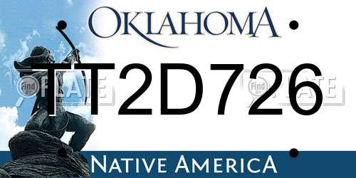 TT2D726 Oklahoma License Plate