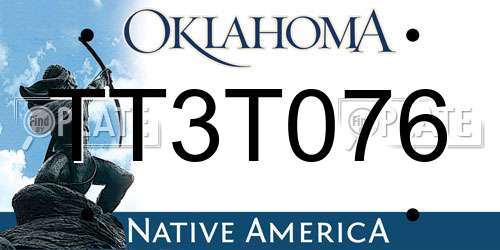 TT3T076 Oklahoma License Plate