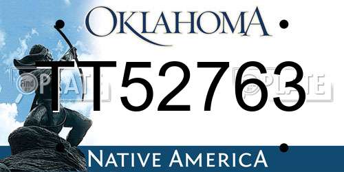 TT52763 Oklahoma License Plate