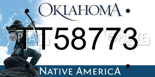 TT58773 Oklahoma License Plate