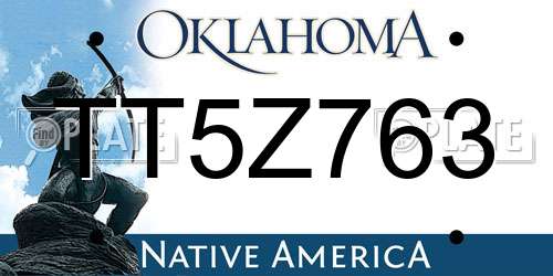 TT5Z763 Oklahoma License Plate