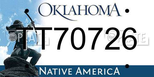 TT70726 Oklahoma License Plate