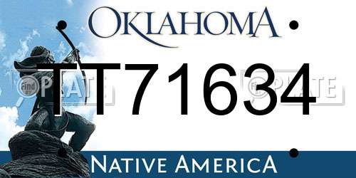 TT71634 Oklahoma License Plate