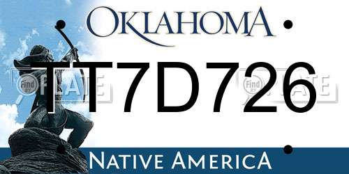 TT7D726 Oklahoma License Plate